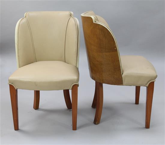 A set of six Art Deco maple dining chairs,